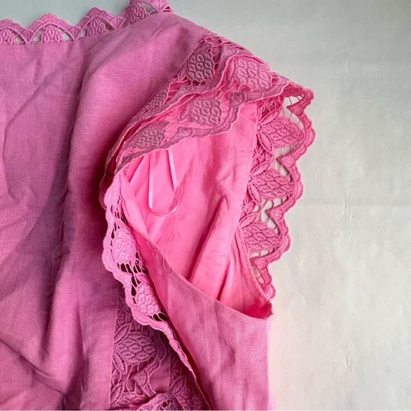 Endless Rose pink lace spring dress size small feminine cotton & linen lined - Picture 12 of 16